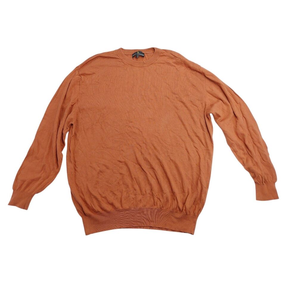 Stacy Adams Men's Crewneck Sweater Orange Cotton Blend Made In Italy Size 3XL